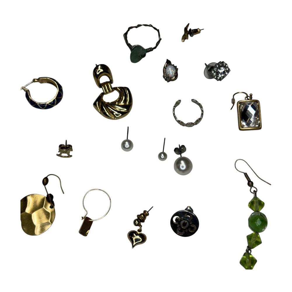 Mixed Earring Lot 19pc Rhinestone Resin Bead Charm Costume Fashion - Picture 4 of 6